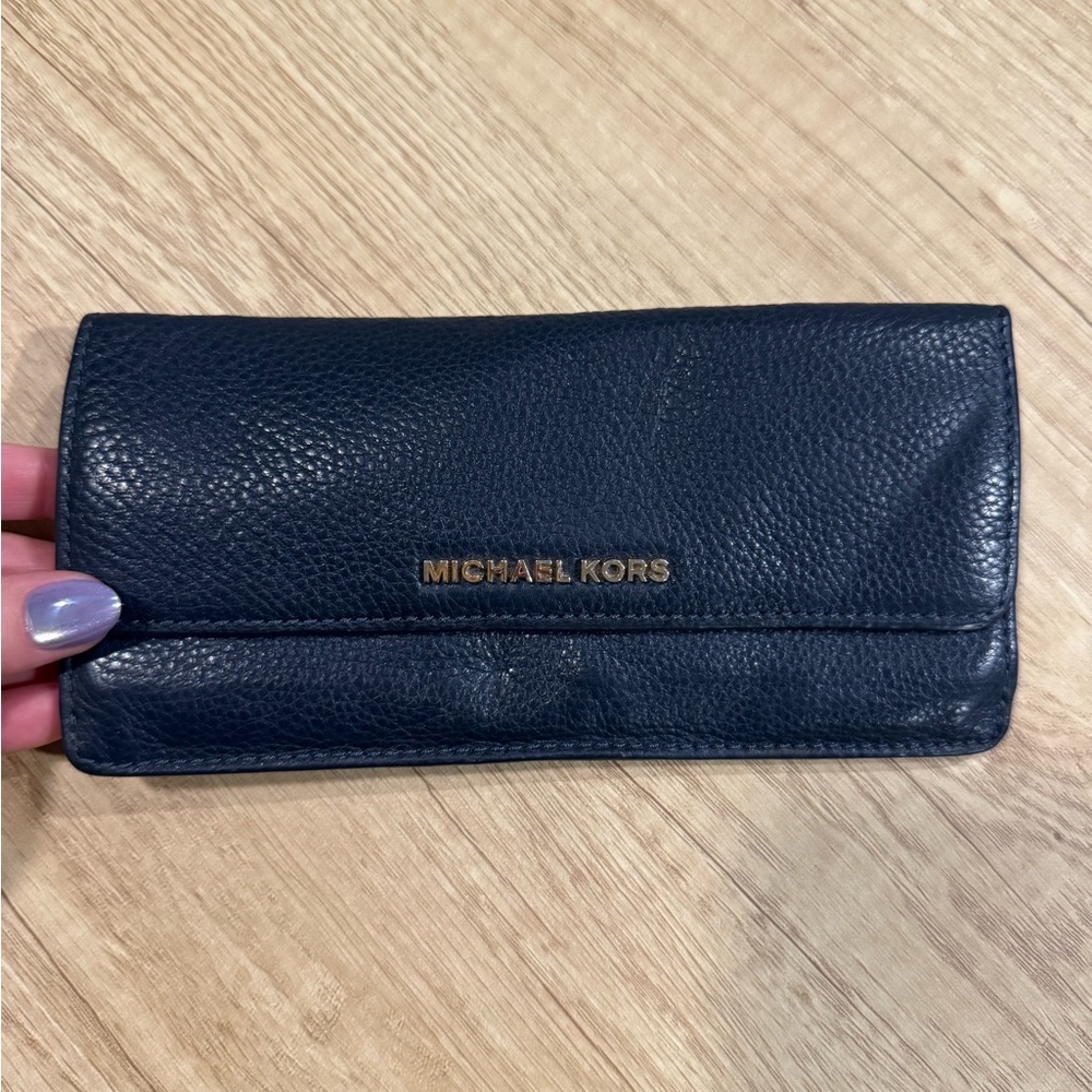 Michael Kors Navy Leather Clutch